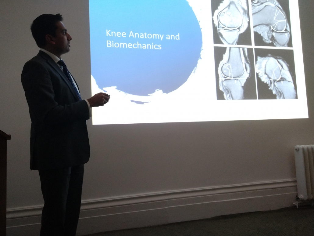 Mr Navraj Atwal, Consultant Orthopaedic Surgeon discussing sporting injuries of the knee at the Cobalt Centre, Cheltenham.