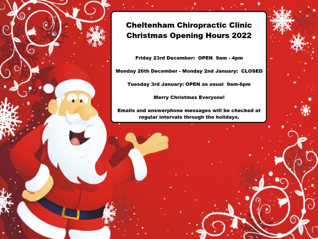 Cheltenham Chiropractic Clinic opening hours Christmas 2022